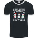 Christmas Chilling With My Snowmies Funny Mens Ringer T-Shirt FotL Black/White