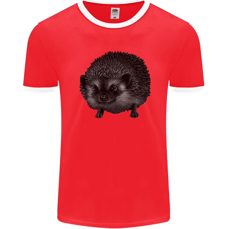 A Hedgehog Drawing Mens Ringer T-Shirt FotL Red/White