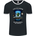 Get in Loser Funny Alien UFO Mens Ringer T-Shirt FotL Black/White