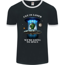 Get in Loser Funny Alien UFO Mens Ringer T-Shirt FotL Black/White