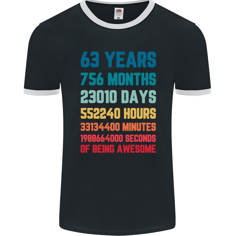63rd Birthday 63 Year Old Mens Ringer T-Shirt FotL Black/White