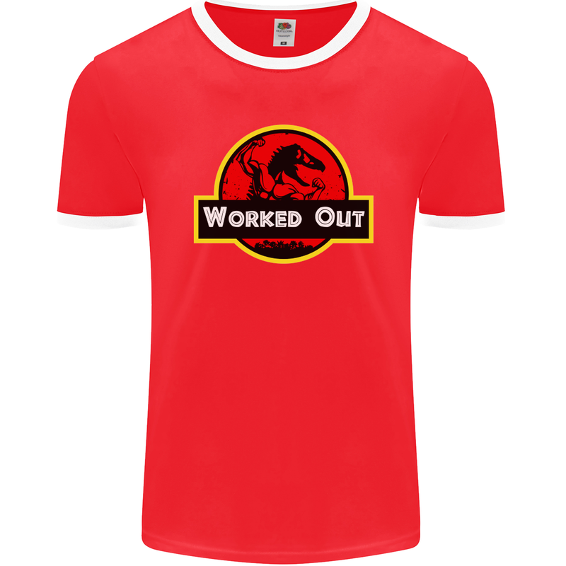 Gym Worked Out Training Top Fitness Mens Ringer T-Shirt FotL Red/White