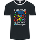 I See Your True Colours Autism Autistic Mens Ringer T-Shirt FotL Black/White