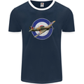 Hawker Hurricane With RAF Ensign Mens Ringer T-Shirt FotL Navy Blue/White