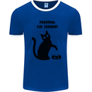 Personal Cat Servant Funny Pet Mens White Ringer T-Shirt Royal Blue/White