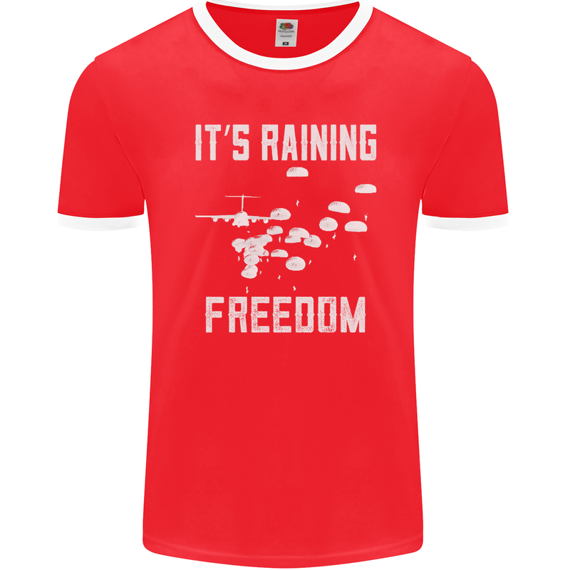 Freedom Parachute Regiment Para 1 2 3 4 SAS Mens Ringer T-Shirt FotL Red/White