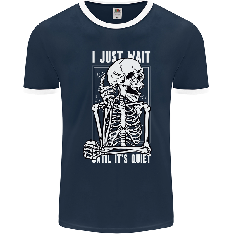 Teacher Ill Just Wait Teaching Maths Enlish Mens Ringer T-Shirt FotL Navy Blue/White