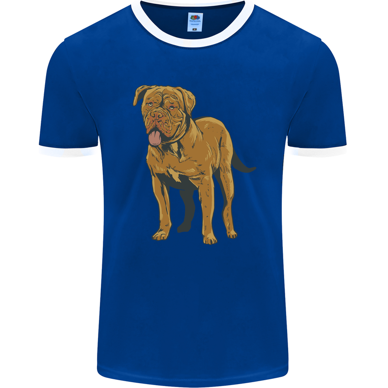 French Mastiff Dogue Bordeaux Dog Mens Ringer T-Shirt FotL Royal Blue/White