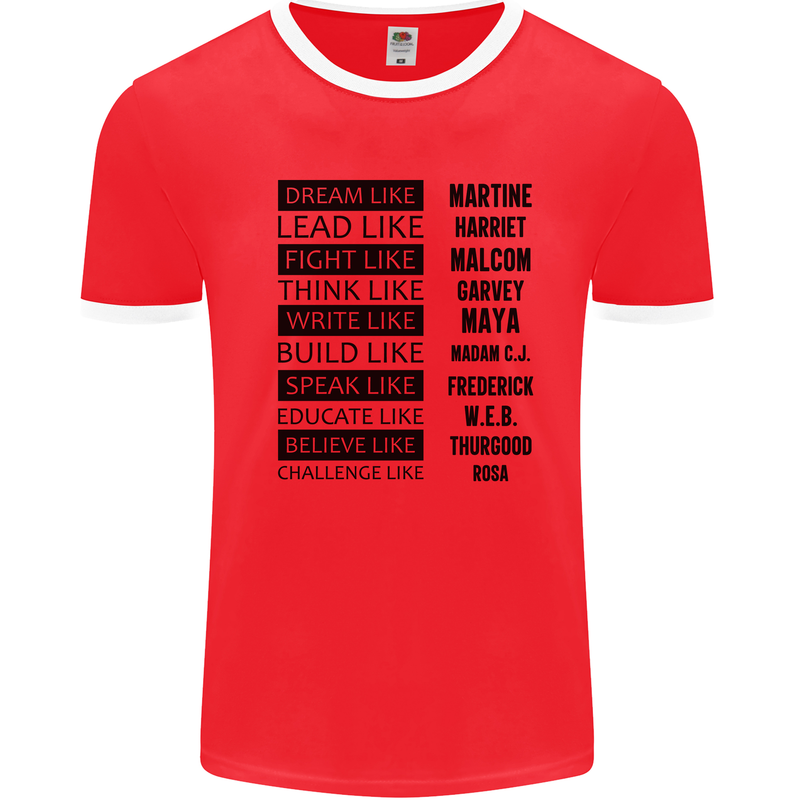 Dream Like Black Lives Matter History Month Mens White Ringer T-Shirt Red/White