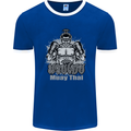 Muay Thai Boxing MMA Martial Arts Kick Mens Ringer T-Shirt FotL Royal Blue/White