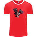 A Vulture Illustration Birds of Prey Mens Ringer T-Shirt FotL Red/White