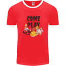 Come to Play Lets Summon Demons Ouija Board Mens Ringer T-Shirt FotL Red/White
