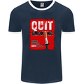 Quit Smoking Before Your Life Quits on You Mens Ringer T-Shirt FotL Navy Blue/White
