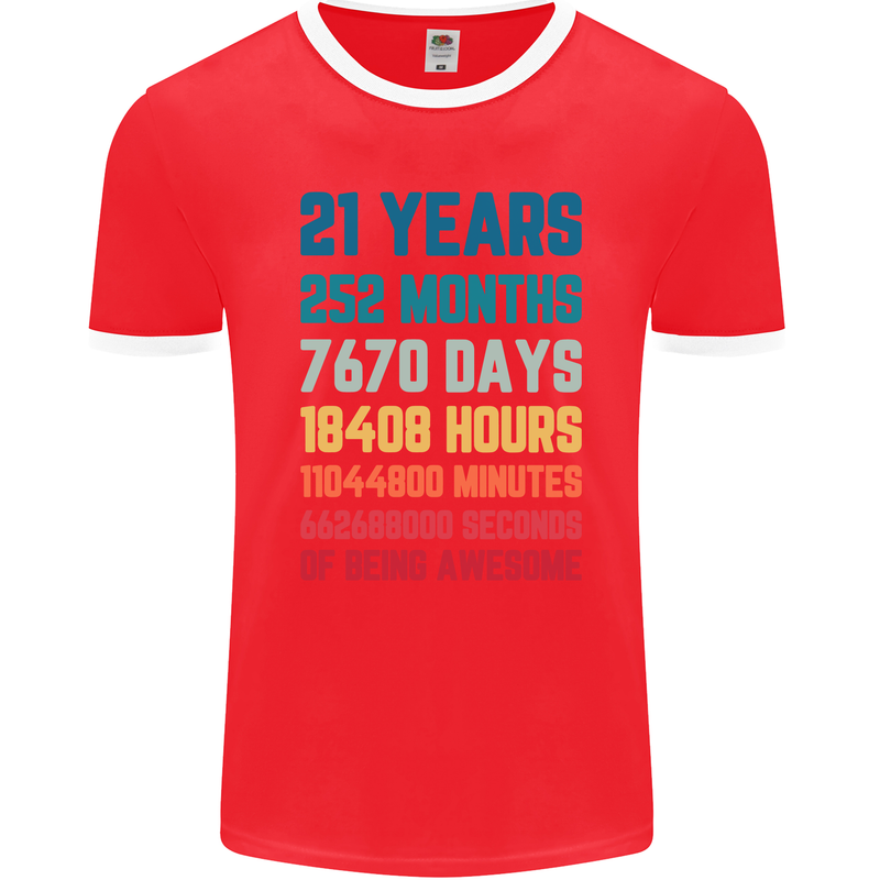 21st Birthday 21 Year Old Mens Ringer T-Shirt FotL Red/White
