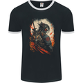 Dark Samurai Fantasy Warrior Mens Ringer T-Shirt FotL Black/White