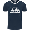 Are We Nearly there Yet? Funny Christmas Mens Ringer T-Shirt FotL Navy Blue/White