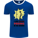 I Love Peeing in the Shower Funny Rude Mens Ringer T-Shirt FotL Royal Blue/White