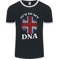 Britain Its in My DNA Funny Union Jack Flag Mens Ringer T-Shirt FotL Black/White