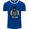 Jiu Jitsu Gorilla MMA Martial Arts Karate Mens White Ringer T-Shirt Royal Blue/White