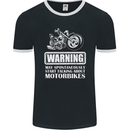 Start Talking About Motorbikes Funny Biker Mens Ringer T-Shirt FotL Black/White