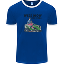 Will Mo the Lawn For Beer Funny Alcohol Mens Ringer T-Shirt FotL Royal Blue/White