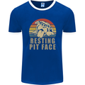 Resting Pit Bull Face Funny Dog Puppy Mens Ringer T-Shirt FotL Royal Blue/White