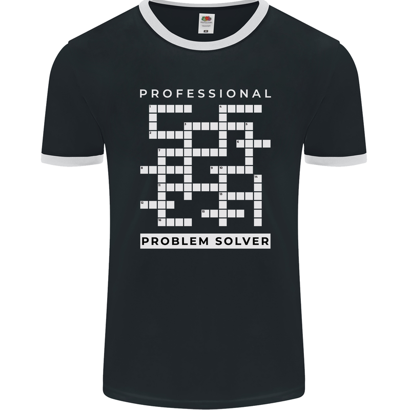 Professional Problem Solver Crossword Nerd Mens Ringer T-Shirt FotL Black/White