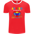 Autism Awareness Autistic Love Accept ASD Mens Ringer T-Shirt FotL Red/White