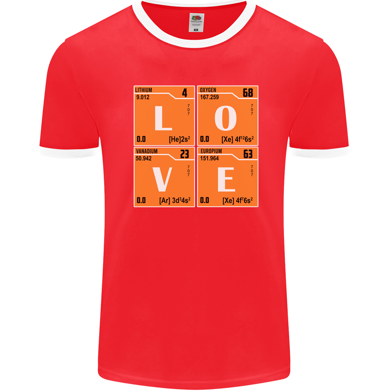 Love Periodic Table Chemistry Geek Funny Mens Ringer T-Shirt FotL Red/White