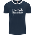 The Rodfather Funny Fishing Rod Father Mens Ringer T-Shirt FotL Navy Blue/White