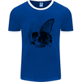 A Butterfly Skull Mens Ringer T-Shirt Royal Blue/White