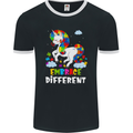 Autism Unicorn Embrace Different Autistic Mens Ringer T-Shirt FotL Black/White