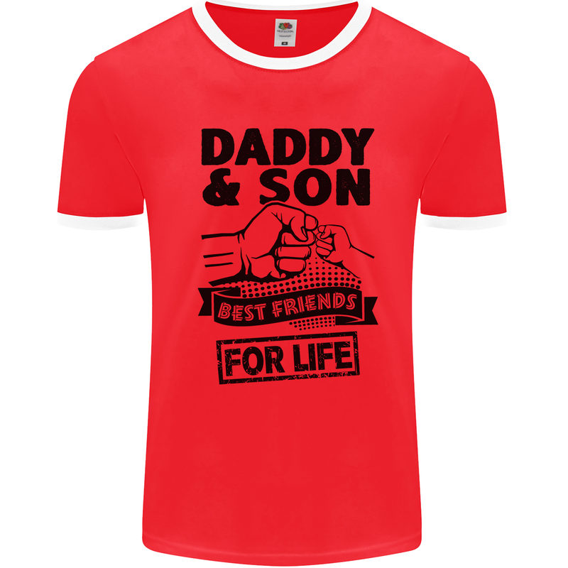 Daddy & Son Best Friends Father's Day Mens White Ringer T-Shirt Red/White