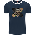 Skateboard Skull Skateboarding Mens Ringer T-Shirt FotL Navy Blue/White