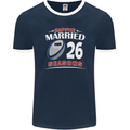 26 Year Wedding Anniversary 26th Rugby Mens Ringer T-Shirt FotL Navy Blue/White