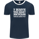 Cycling Too Many Bicycles Said No Cyclist Mens Ringer T-Shirt FotL Navy Blue/White