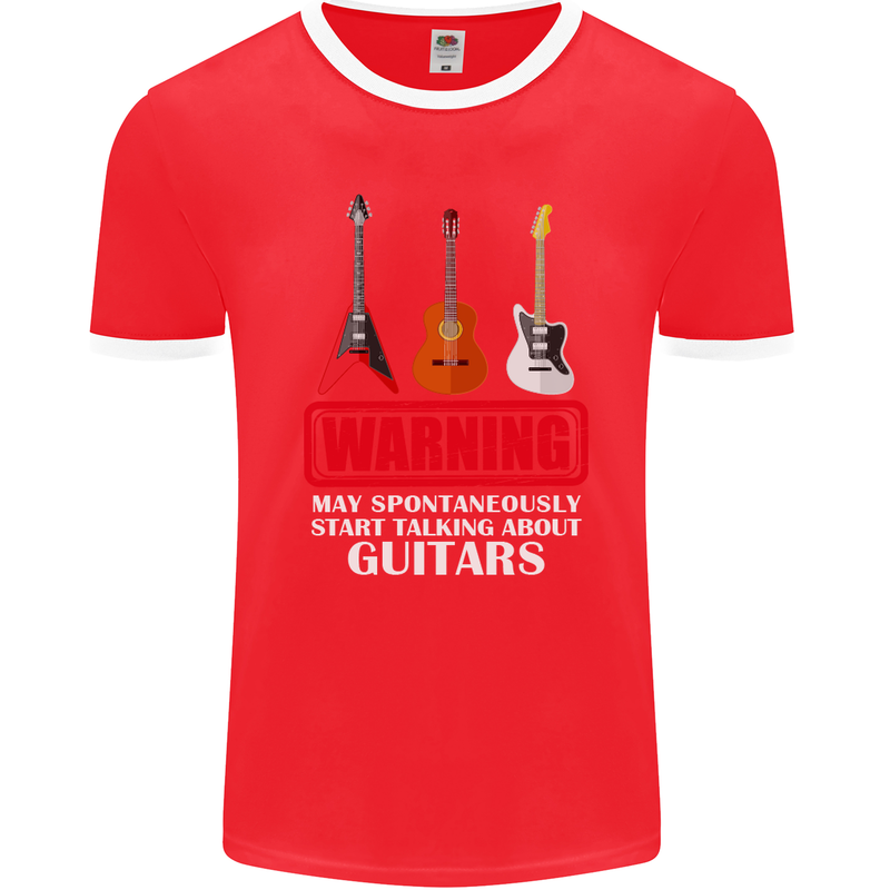 May Start Talking About Guitars Guitarist Mens Ringer T-Shirt FotL Red/White