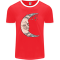 Steampunk Moon Skull Mens Ringer T-Shirt FotL Red/White