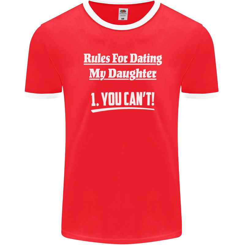 Rules for Dating My Daughter Father's Day Mens Ringer T-Shirt FotL Red/White