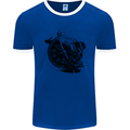 Scuba Diving Skull Diver Dive Deep Sea Mens Ringer T-Shirt FotL Royal Blue/White