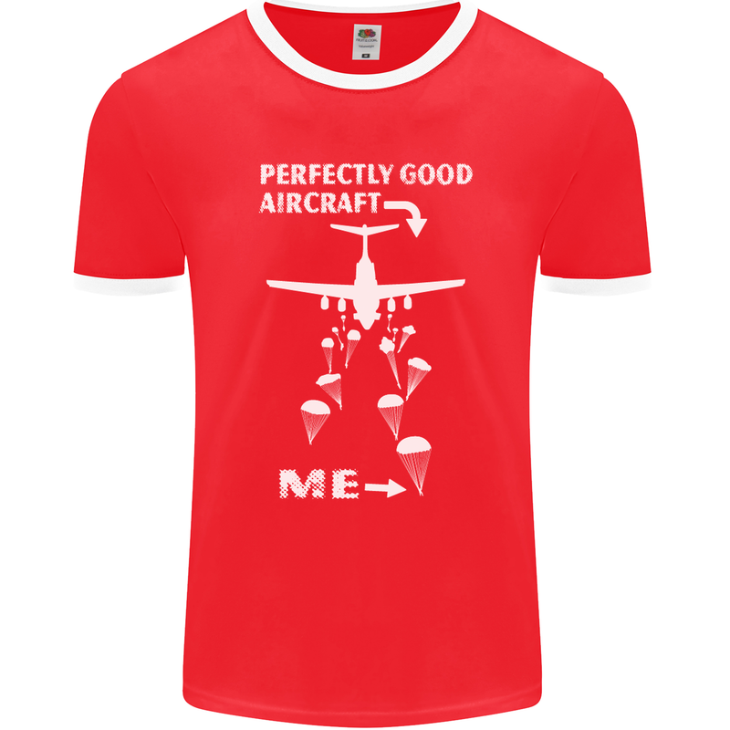 Perfectly Good Aircraft Skydiving Skydiver Mens Ringer T-Shirt FotL Red/White