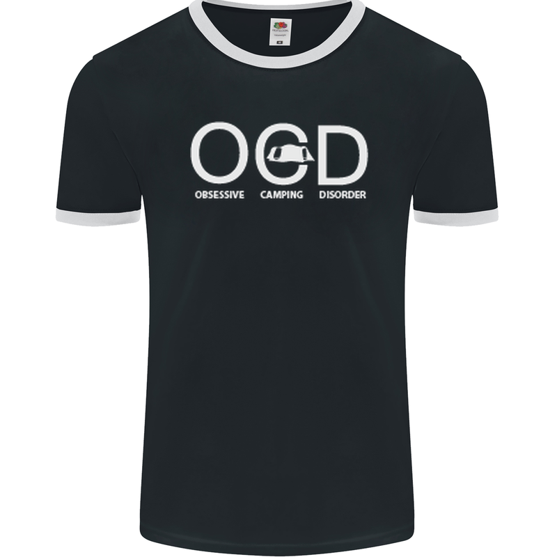 OCD Obsessive Camping Disorder Mens Ringer T-Shirt FotL Black/White