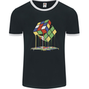 Dripping Rubik Cube Funny Puzzle Mens Ringer T-Shirt FotL Black/White