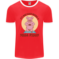 It's Not Easy Being a Yoga Piggy Funny Pig Mens Ringer T-Shirt FotL Red/White