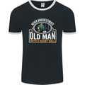 An Old Man With a Rugby Ball Player Funny Mens Ringer T-Shirt FotL Black/White