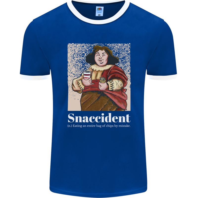 Snaccident Funny Diet  Junk FoodWeight Loss Mens Ringer T-Shirt FotL Royal Blue/White