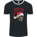 Jingle Hell Funny Christmas Skull Xmas Mens Ringer T-Shirt FotL Black/White