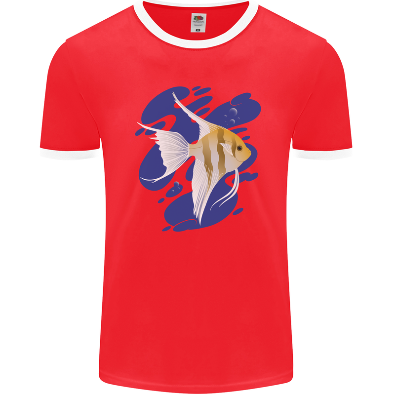 An Angel Fish in the Ocean Mens Ringer T-Shirt FotL Red/White