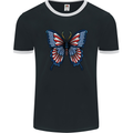 American Butterfly Flag USA July 4th Mens Ringer T-Shirt FotL Black/White