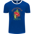 Psychedelic Roots Magic Mushrooms LSD Hippy Mens Ringer T-Shirt FotL Royal Blue/White